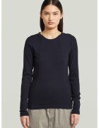 G-STAR Bluza din amestec de bumbac organic cu model uni - Albastru ultramarin