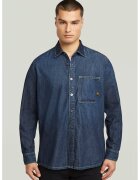G-STAR Camasa din denim cu buzunar pe piept - Bleumarin