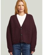G-STAR Cardigan din lana cu model torsade - Visiniu
