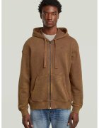 G-STAR Hanorac din bumbac organic cu fermoar - Caramel