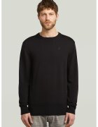 G-STAR Pulover din lana Merinos cu model uni Premium Core - Negru
