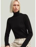 G-STAR Pulover slim fit din lana cu guler inalt - Negru