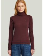 G-STAR Pulover slim fit din lana cu guler inalt - Visiniu
