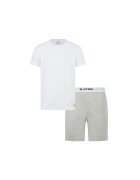 G-Star Raw Pijama cu pantaloni scurti si banda logo in talie - Alb/Gri