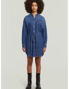 G-STAR Rochie-camasa mini din denim cu cordon in talie - Albastru inchis