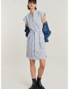 G-STAR Rochie de bumbac cu cordon in talie - Albastru pastel