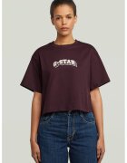 G-STAR Tricou crop din bumbac organic cu logo - Visiniu/Alb optic