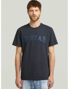 G-STAR Tricou cu logo si decolteu la baza gatului - Albastru inchis/Bleumarin