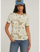 G-STAR Tricou cu model logo - Alb murdar/Verde fistic