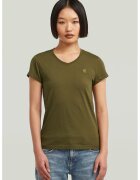 G-STAR Tricou de bumbac organic cu decolteu in V Eyben - Verde masliniu