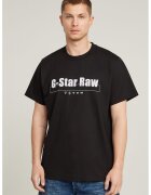 G-STAR Tricou de bumbac organic cu logo - Alb/Negru