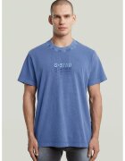 G-STAR Tricou din bumbac organic cu decolteu la baza gatului - Albastru azur