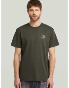 G-STAR Tricou din bumbac organic cu decolteu la baza gatului - Kaki inchis