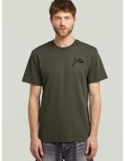 G-STAR Tricou din bumbac organic cu detaliu logo - Kaki