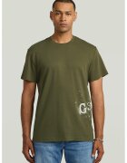 G-STAR Tricou din bumbac organic cu imprimeu logo - Verde masliniu