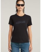 G-STAR Tricou din bumbac organic cu logo - Negru/Albastru lavanda