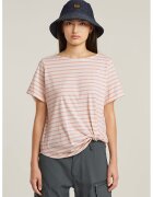G-STAR Tricou din bumbac organic cu model in dungi - Roz deschis/Alb murdar