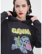 GANNI Hanorac de bumbac cu imprimeu grafic - Gri/Verde lime/Gri antracit