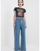 GANNI Tricou de bumbac cu imprimeu cu ursulet - Maro/Roz zmeuriu/Gri antracit