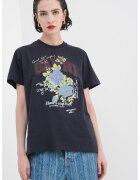 GANNI Tricou de bumbac cu imprimeu floral - Verde/Albastru/Gri antracit