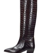 Gant Cizme din piele cu aspect de piele de crocodil Bassotte - Maro inchis