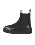Gant Ghete Chelsea de piele intoarsa si piele - Negru
