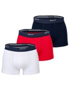 Gant Set de boxeri din amestec de bumbac cu banda logo in talie - 3 perechi - Rosu/Alb/Albastru inchis