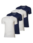 Gant Set de tricouri de bumbac cu decolteu in V - 4 piese - Alb/Bleumarin
