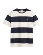 Gant Tricou cu decolteu la baza gatului si model in dungi - Alb optic