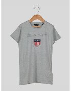 Gant Tricou din bumbac cu imprimeu logo Shield - Gri deschis