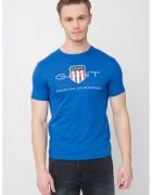 Gant Tricou din bumbac cu model logo - Gri deschis/Albastru royal/Alb optic