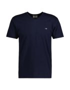 Gant Tricou slim fit cu decolteu in V Shield - Bleumarin