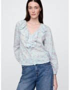 GAP Bluza cu imprimeu si volane - Albastru glaciar