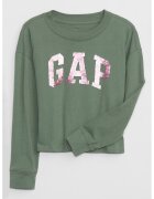 GAP Bluza cu logo si decolteu rotund - Verde aquamarin/Roz prafuit