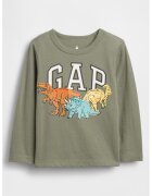 GAP Bluza cu maneci lungi si imprimeu logo si dinozaur - Portocaliu/Turcoaz/Kaki