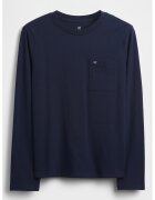 GAP Bluza de bumbac cu buzunar pe piept - Bleumarin