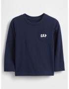 GAP Bluza de bumbac cu decolteu la baza gatului si buzunar pe piept - Bleumarin