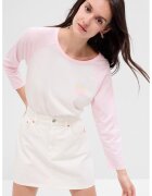 GAP Bluza de bumbac organic cu maneci raglan - Alb/Roz deschis