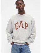 GAP Bluza de trening cu decolteu la baza gatului si logo - Caramiziu/Gri deschis melange