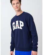 GAP Bluza de trening cu imprimeu si decolteu la baza gatului - Albastru inchis