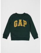 GAP Bluza de trening din amestec de bumbac cu decolteu la baza gatului - Verde inchis/Maro deschis
