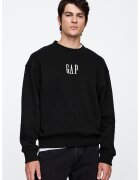 GAP Bluza de trening relaxed fit cu logo si decolteu la baza gatului - Alb/Negru