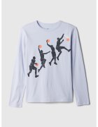 GAP Bluza lejera de bumbac cu imprimeu - Albastru glaciar