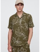 GAP Camasa cu maneci scurte si imprimeu floral - Verde sparanghel
