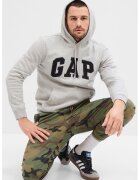 GAP Hanorac cu buzunar kangaroo si logo - Negru stins/Gri deschis melange