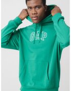 GAP Hanorac din amestec de bumbac organic cu buzunar kangaroo - Verde/Alb murdar