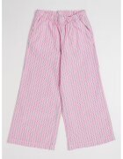 GAP Pantaloni de bumbac cu dungi - Alb/Negru/Roz pastel