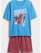 GAP Pijama cu pantaloni scurti si imprimeu Spiderman - Rosu/Albastru