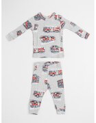 GAP Pijama din bumbac cu maneci lungi si imprimeu - Rosu/Gri deschis