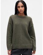GAP Pulover de bumbac cu maneci cazute - Kaki pal